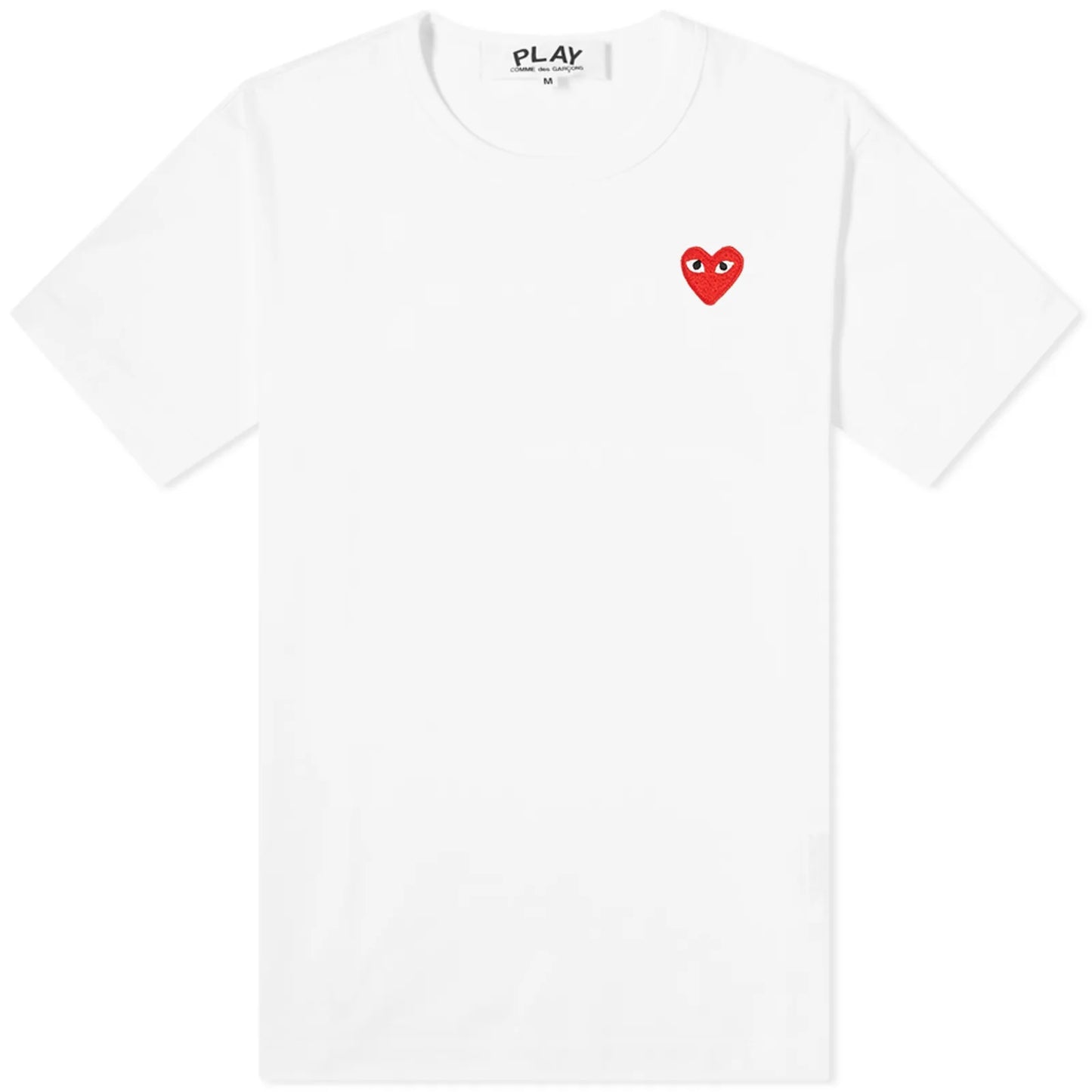 COMME DES GARCONS PLAY BASIC LOGO TEE WHITE & RED
