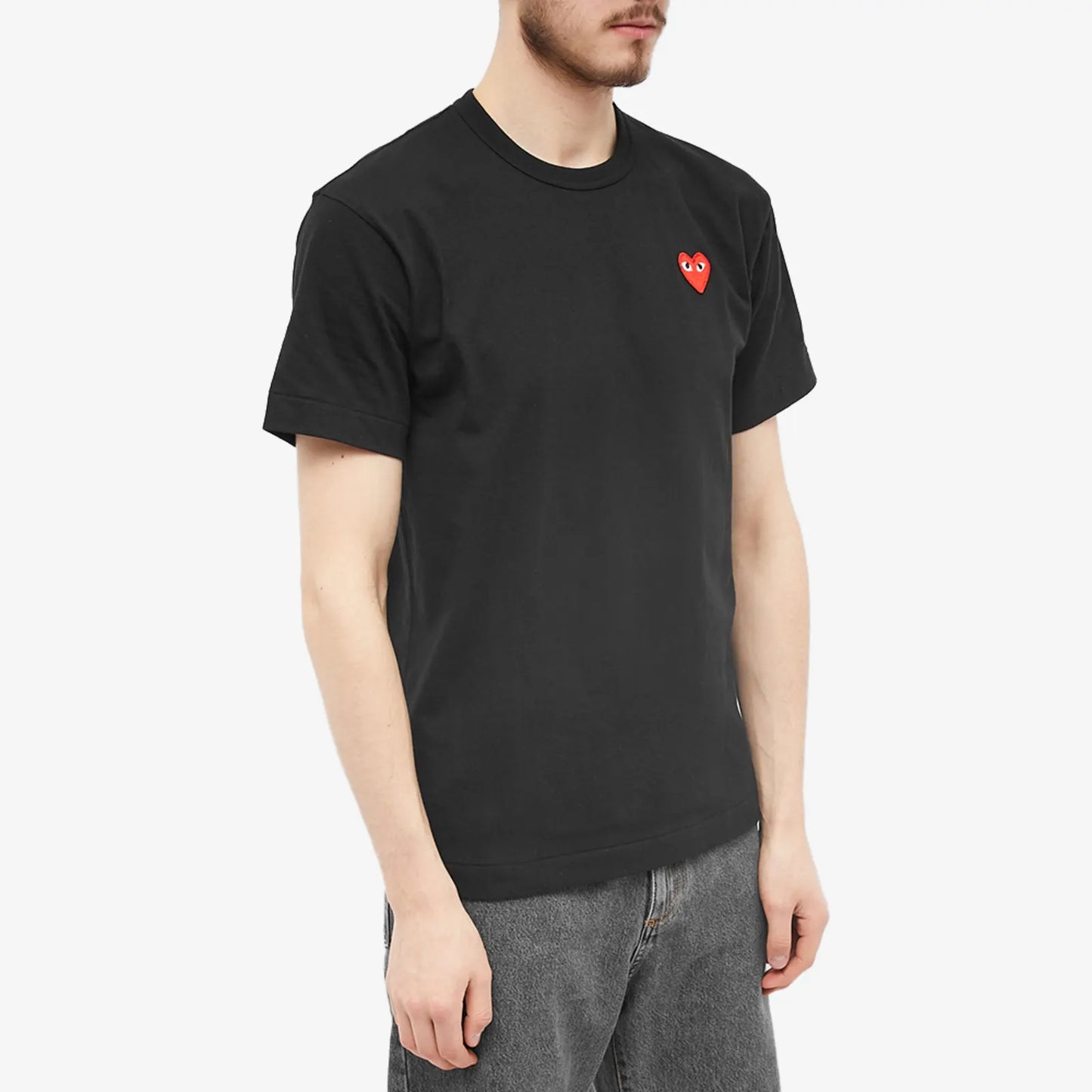 COMME DES GARCONS PLAY BASIC LOGO TEE BLACK & RED